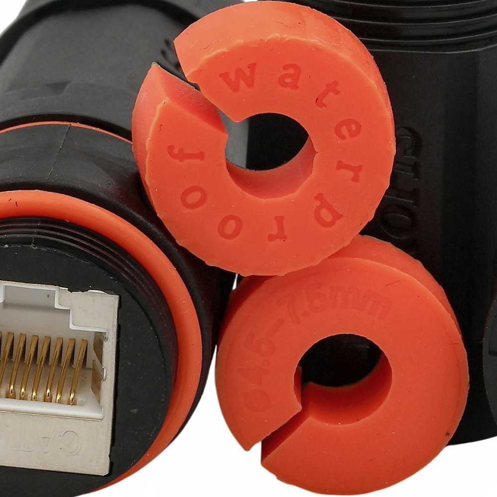 IP68 Waterproof Twisted Pair Connector, STP, Cat. 6A, for RJ-45